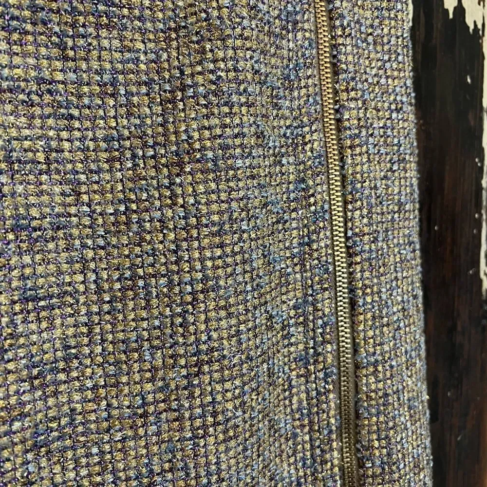 Gorgeous NWOT J. Crew Metallic tweed zipper pencil skirt. Size 4.